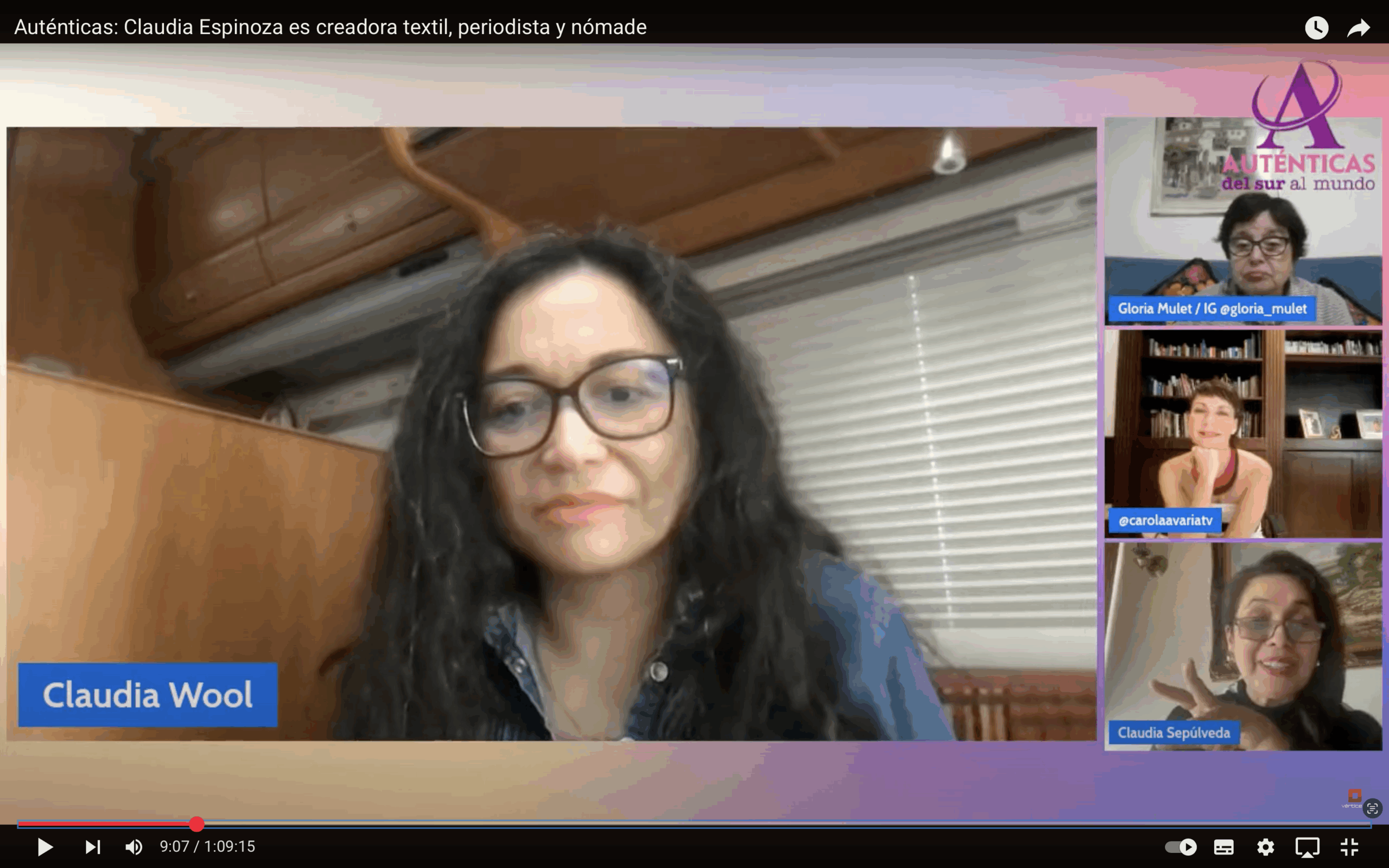 Claudia Wool en entrevista con el programa de televisión Auténticas del Sur en Vértice TV